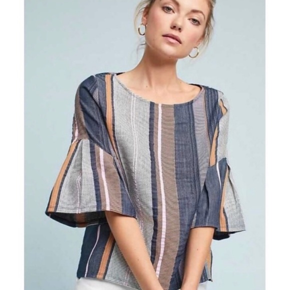 Anthropologie Tops - Anthropologie Dolan Bell Sleeve Striped Top